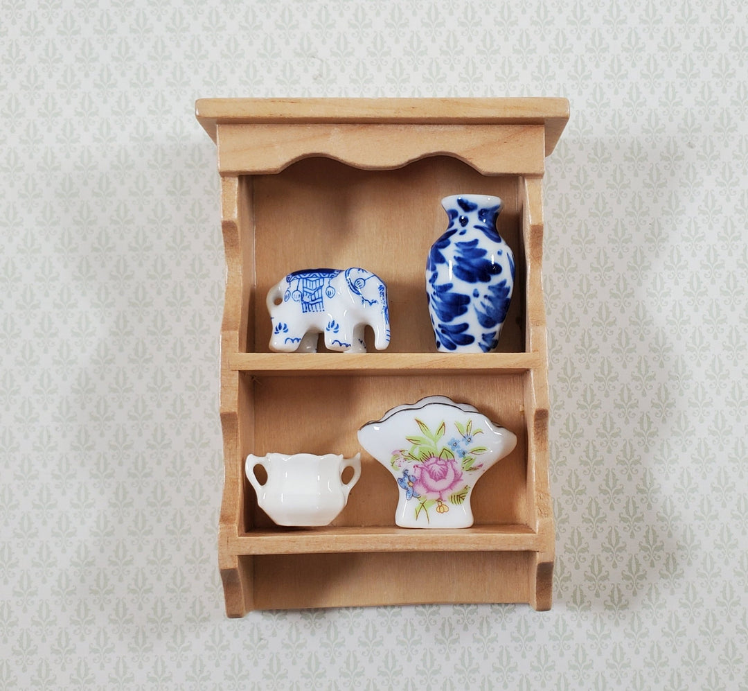 Dollhouse Hanging Shelf 1:12 Scale Miniature Pine Finish Kitchen or Bathroom - Miniature Crush
