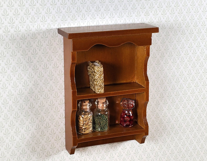 Dollhouse Hanging Shelf 1:12 Scale Miniature Walnut Finish Kitchen or Bathroom - Miniature Crush