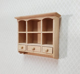 Dollhouse Hanging Shelf with Drawers & Cubbies 1:12 Scale Furniture Unpainted Wood - Miniature Crush