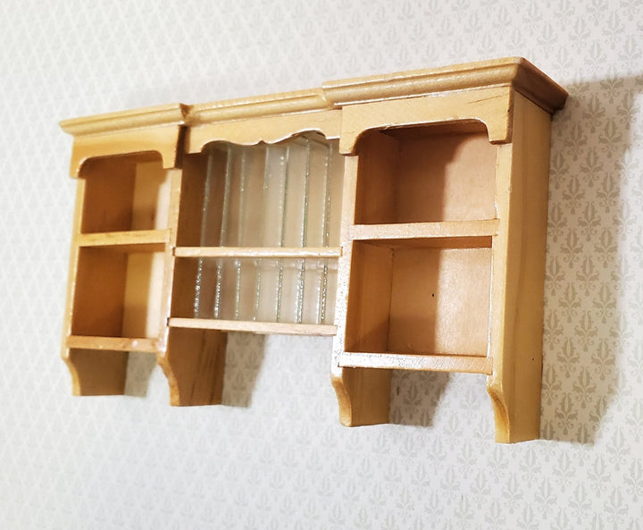 Dollhouse Hanging Shelf with Plate Rack Kitchen Light Oak Finish 1:12 Scale Miniature Furniture - Miniature Crush