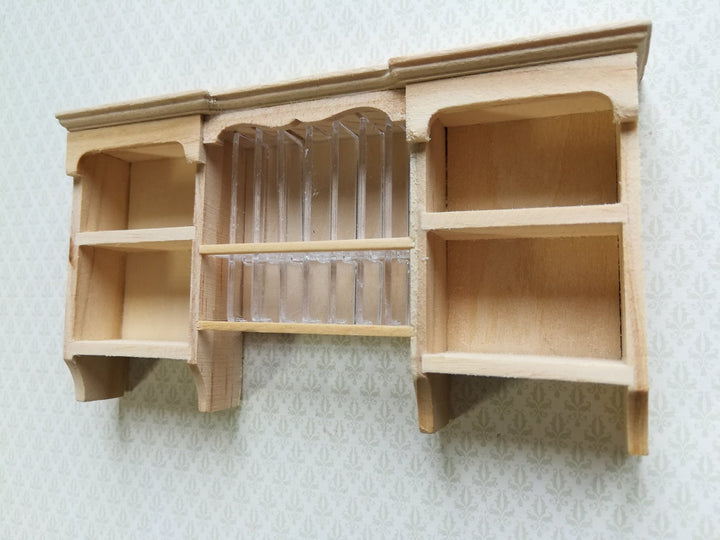 Dollhouse Hanging Shelf with Plate Rack Kitchen Unpainted Wood 1:12 Scale Miniature Furniture - Miniature Crush