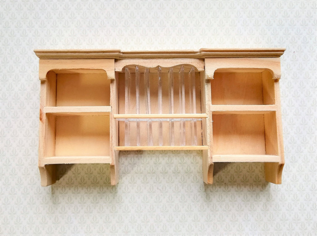 Dollhouse Hanging Shelf with Plate Rack Kitchen Unpainted Wood 1:12 Scale Miniature Furniture - Miniature Crush