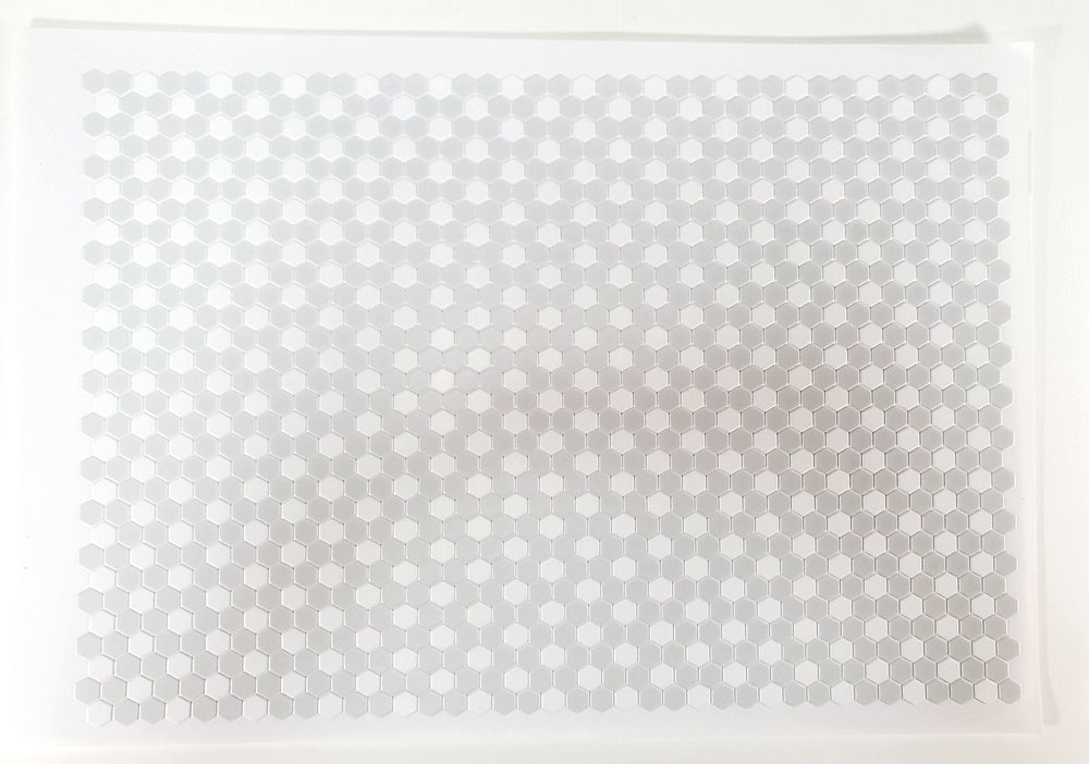 Dollhouse Hexagon Vinyl Tile Flooring Embossed Gray & White 1:12 Scale Miniatures - Miniature Crush