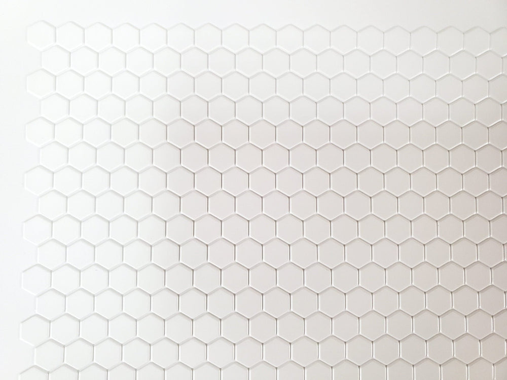Dollhouse Hexagon Vinyl Tile Flooring Embossed White on White 1:12 Scale Miniatures - Miniature Crush