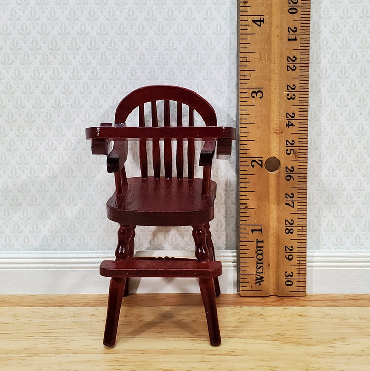 Dollhouse High Chair 1:12 Scale Miniature Furniture Wood Mahogany Finish Movable Tray - Miniature Crush