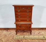 Dollhouse Highboy Dresser Queen Anne Victorian Walnut Finish 1:12 Scale Miniature Furniture - Miniature Crush