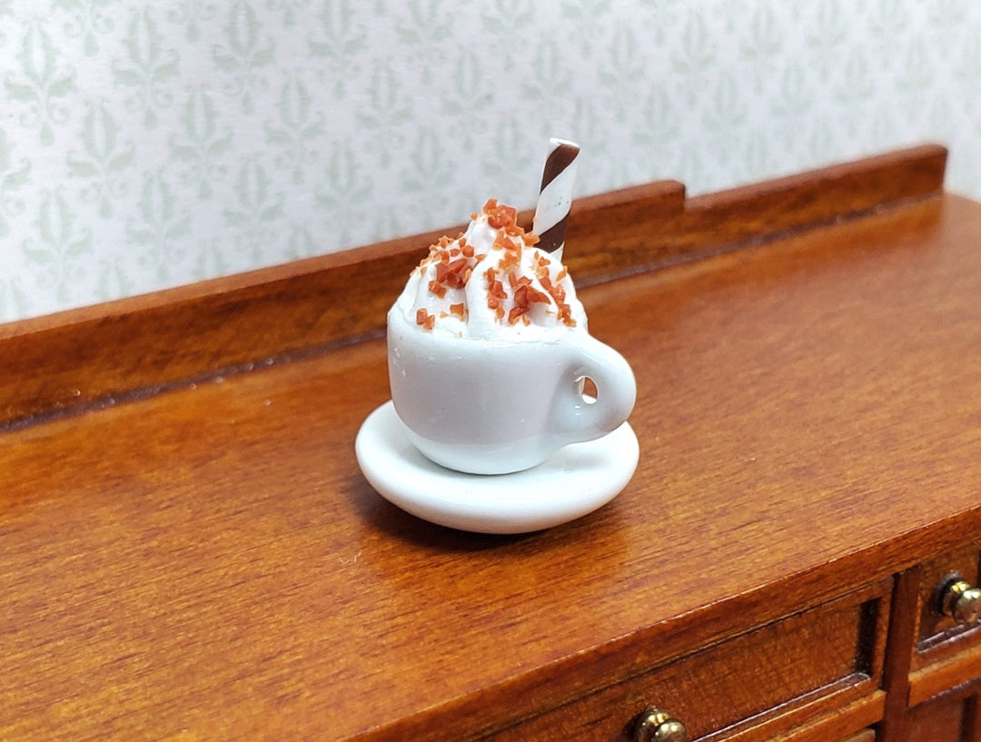 Dollhouse Hot Cocoa or Mocha Latte Coffee Mug Large with Whip Cream 1:12 Scale Miniature Food - Miniature Crush