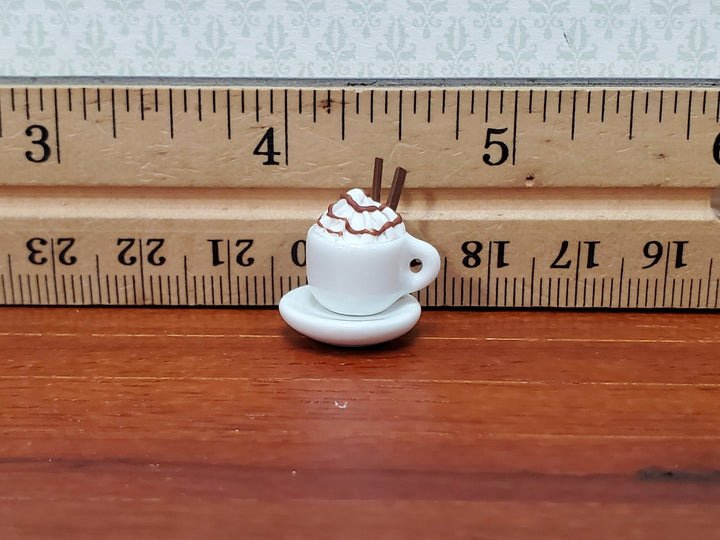 Dollhouse Hot Cocoa or Mocha Latte Mug Large with Whip Cream 1:12 Scale Miniature Food - Miniature Crush
