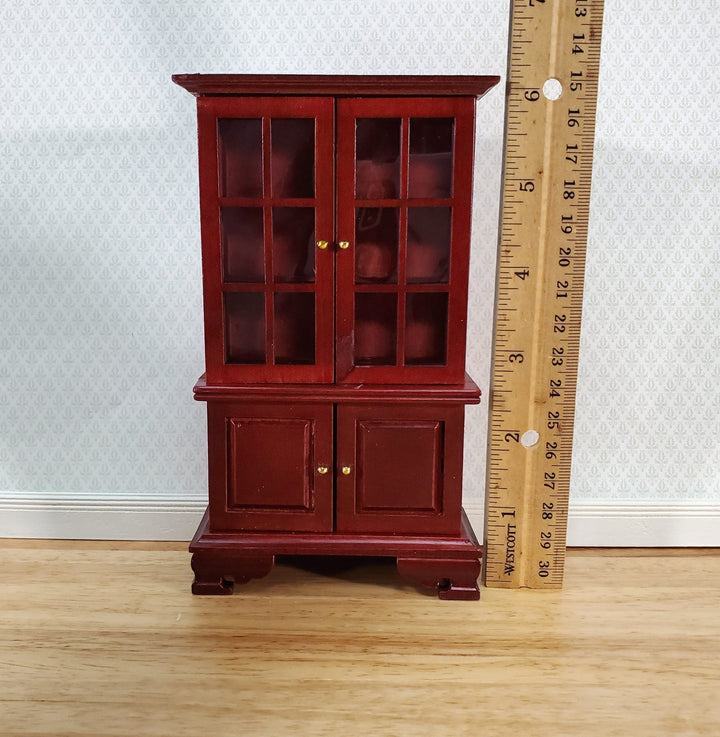 Dollhouse Hutch Cabinet Mahogany Finish 1:12 Scale Miniature Furniture - Miniature Crush