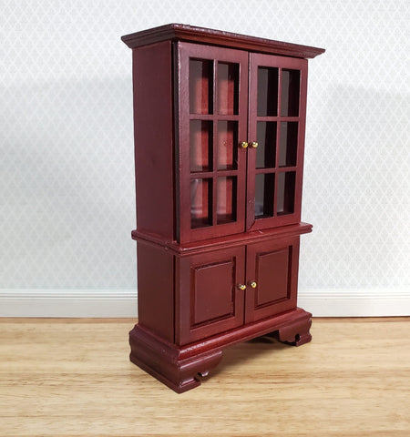 Dollhouse Hutch Cabinet Mahogany Finish 1:12 Scale Miniature Furniture - Miniature Crush