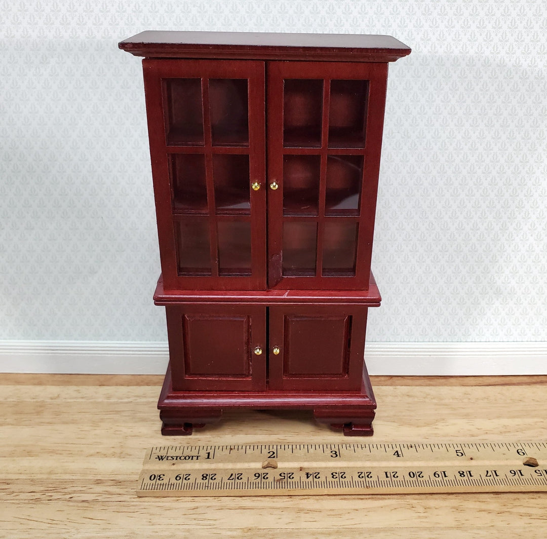 Dollhouse Hutch Cabinet Mahogany Finish 1:12 Scale Miniature Furniture - Miniature Crush