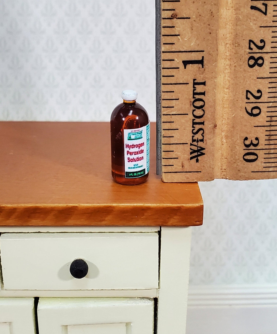 Dollhouse Hydrogen Peroxide Bottle Large Modern Style 1:12 Scale Miniature Medicine - Miniature Crush