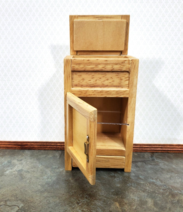 Dollhouse Ice Box Fridge Light Oak Finish 1:12 Scale Miniature Wood Kitchen - Miniature Crush