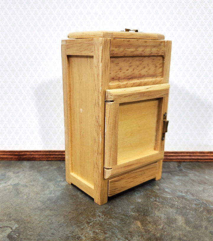 Dollhouse Ice Box Fridge Light Oak Finish 1:12 Scale Miniature Wood Kitchen - Miniature Crush