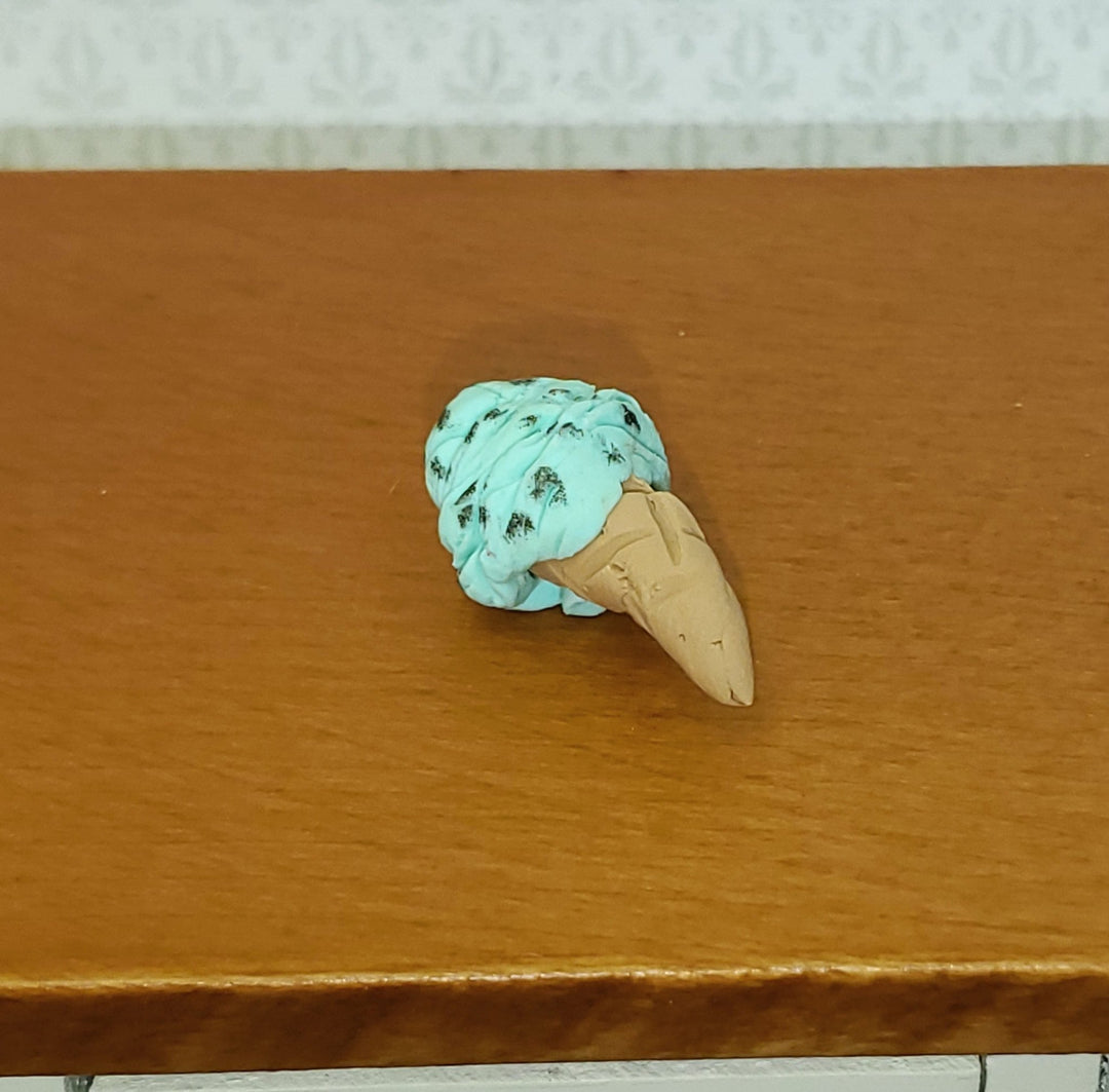 Dollhouse Ice Cream Cone Mint Chocolate Chip 1:12 Scale Miniature Food Hand Crafted - Miniature Crush