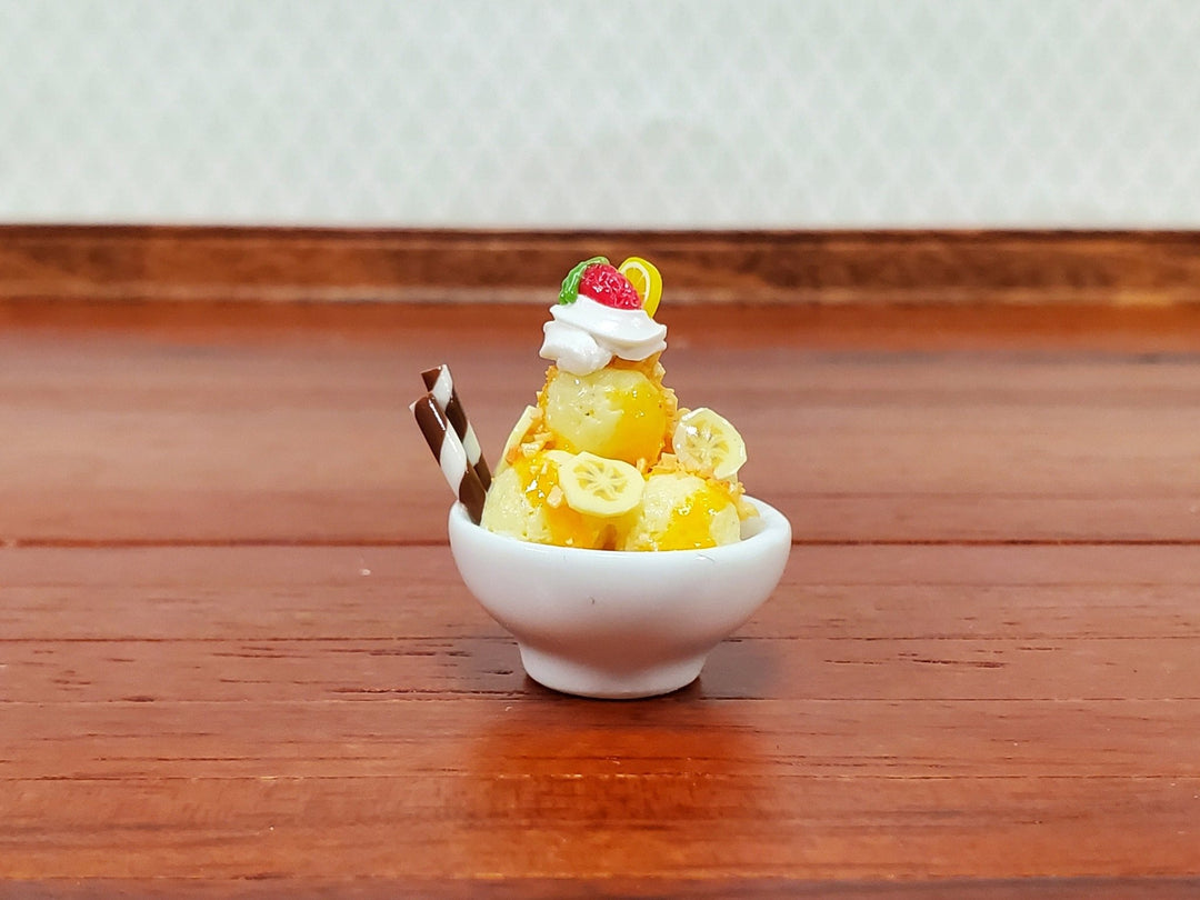 Dollhouse Ice Cream Sundae with Fruit Bananas LARGE Miniature Dessert Food - Miniature Crush