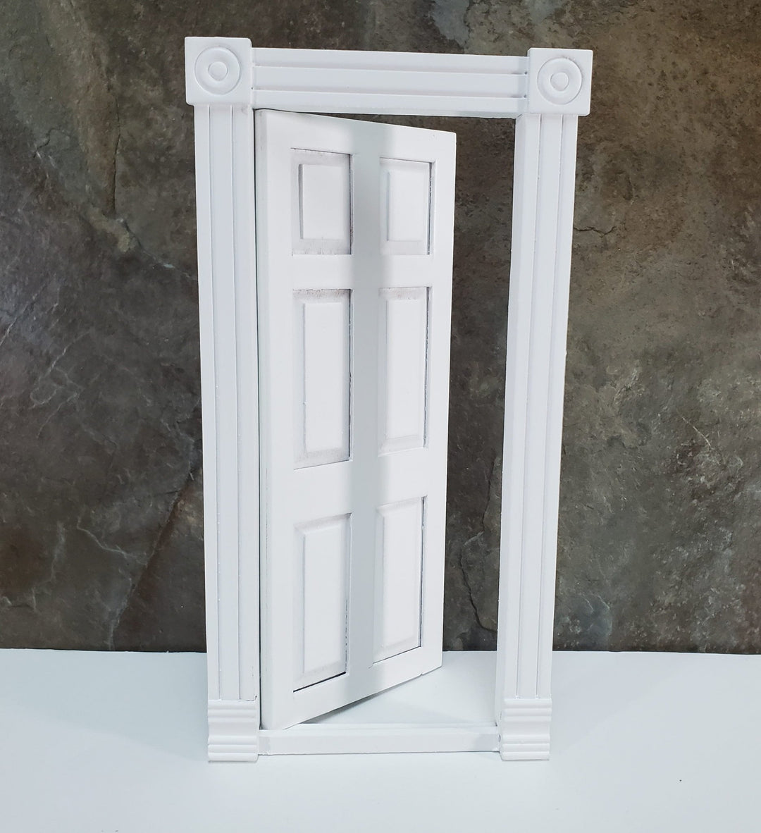 Dollhouse Interior Door 6 Panel Traditional White Finish 1:12 Scale Miniature - Miniature Crush