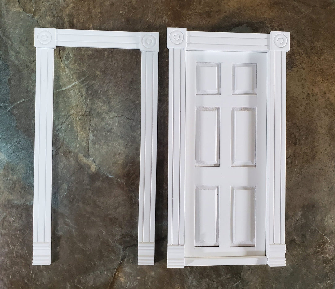 Dollhouse Interior Door 6 Panel Traditional White Finish 1:12 Scale Miniature - Miniature Crush