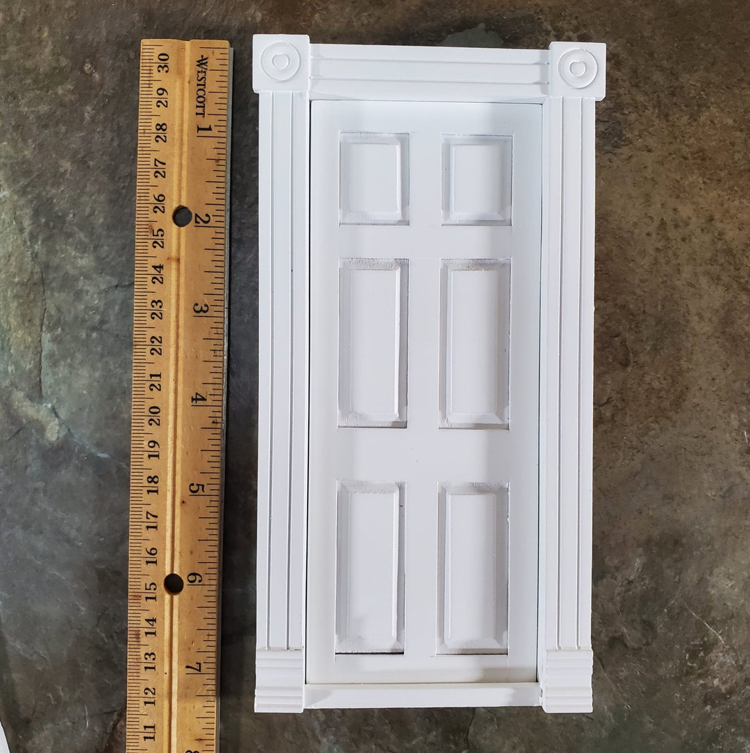 Dollhouse Interior Door 6 Panel Traditional White Finish 1:12 Scale Miniature - Miniature Crush