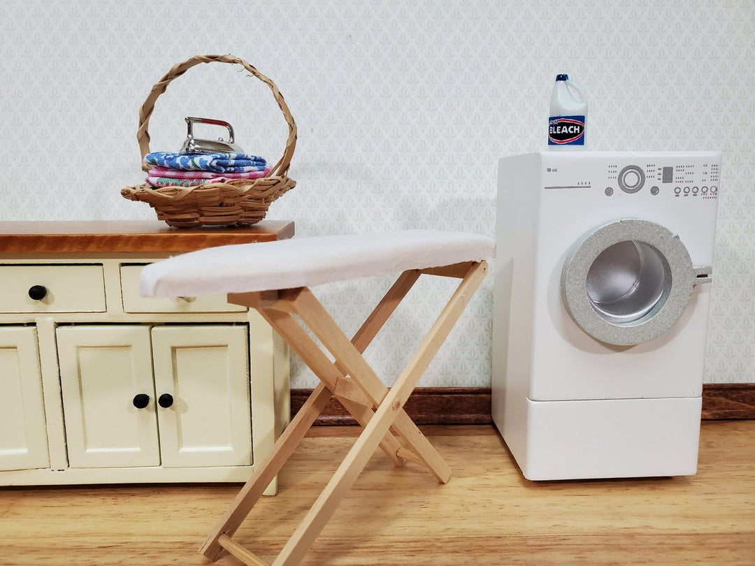 Dollhouse Iron with Folded Linens in Basket Set 1:12 Scale Miniature Laundry Room Decor - Miniature Crush