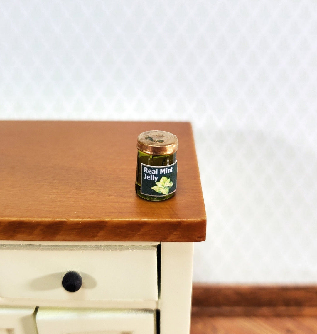 Dollhouse Jar of Mint Jelly 1:12 Scale Miniature Food Groceries Kitchen - Miniature Crush