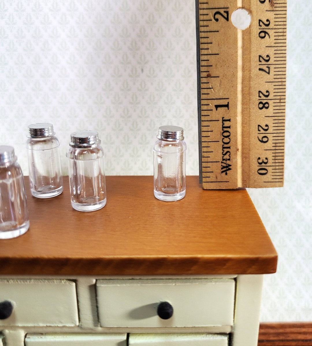 Dollhouse Jars with Lids Large Size for Canning or Potions Apothecary x12 21mm - Miniature Crush