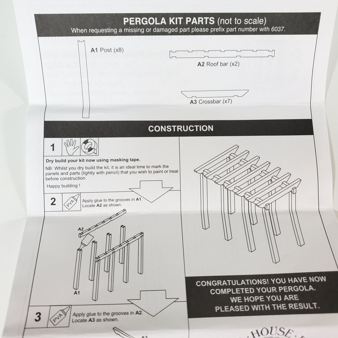 wood trellis parts Dollhouse KIT Garden Pergola Arbor Trellis for Flowers Wood 1:12 Scale Miniature