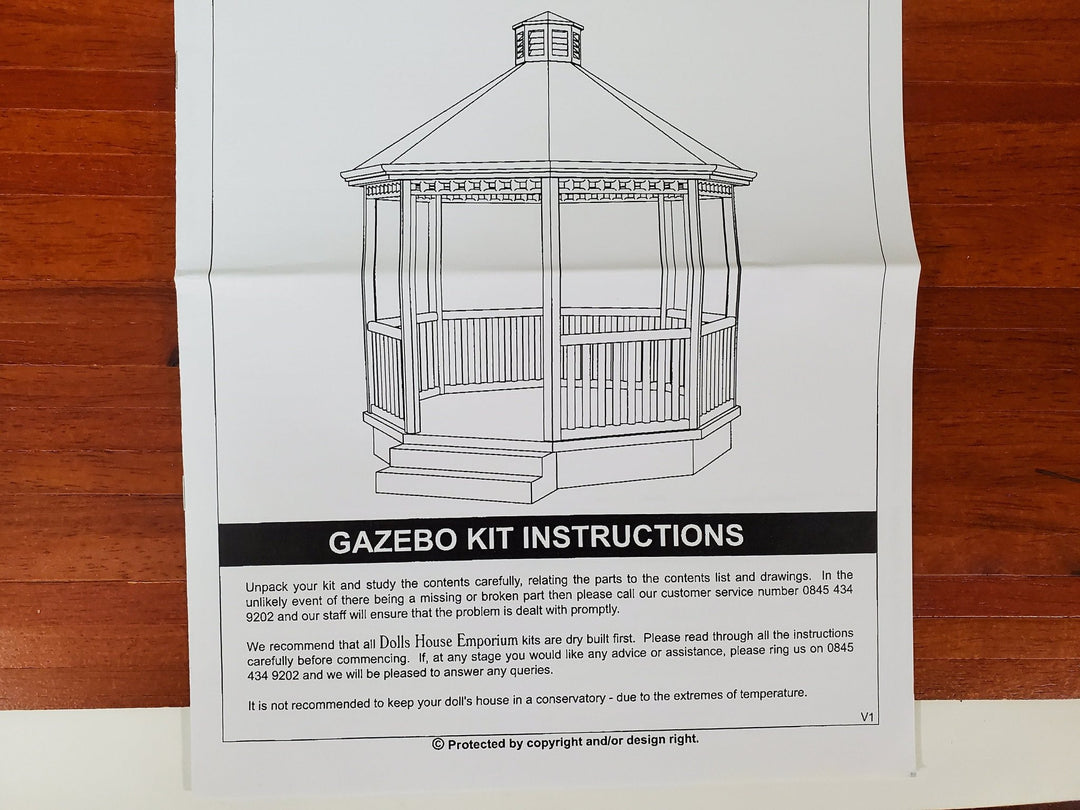 Dollhouse KIT Gazebo Patio Deck with Railings Wood DIY 1:12 Scale Miniature - Miniature Crush