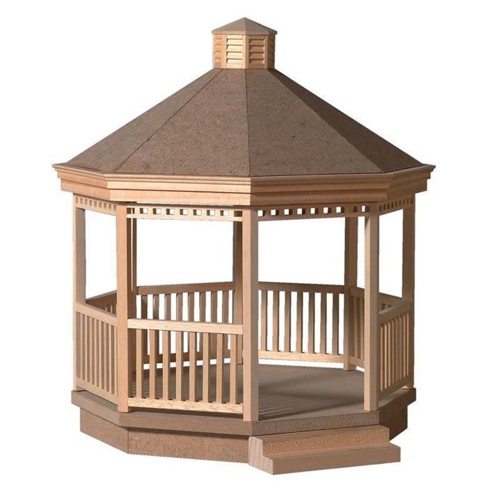 Dollhouse KIT Gazebo Patio Deck with Railings Wood DIY 1:12 Scale Miniature - Miniature Crush