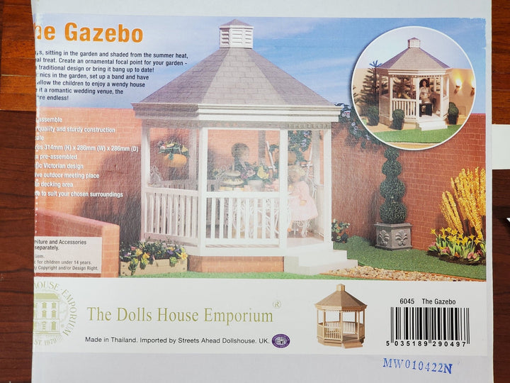 Dollhouse KIT Gazebo Patio Deck with Railings Wood DIY 1:12 Scale Miniature - Miniature Crush