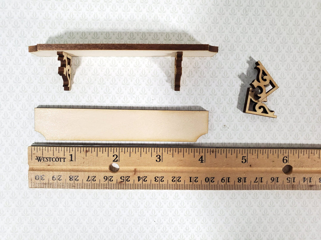 Dollhouse KIT Long Shelf 4" with Decorative Brackets 1:12 Scale Miniature DIY - Miniature Crush