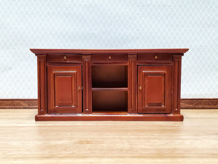Dollhouse Kitchen Bar Island Large Walnut Finish 1:12 Scale Miniature Cupboard Furniture - Miniature Crush