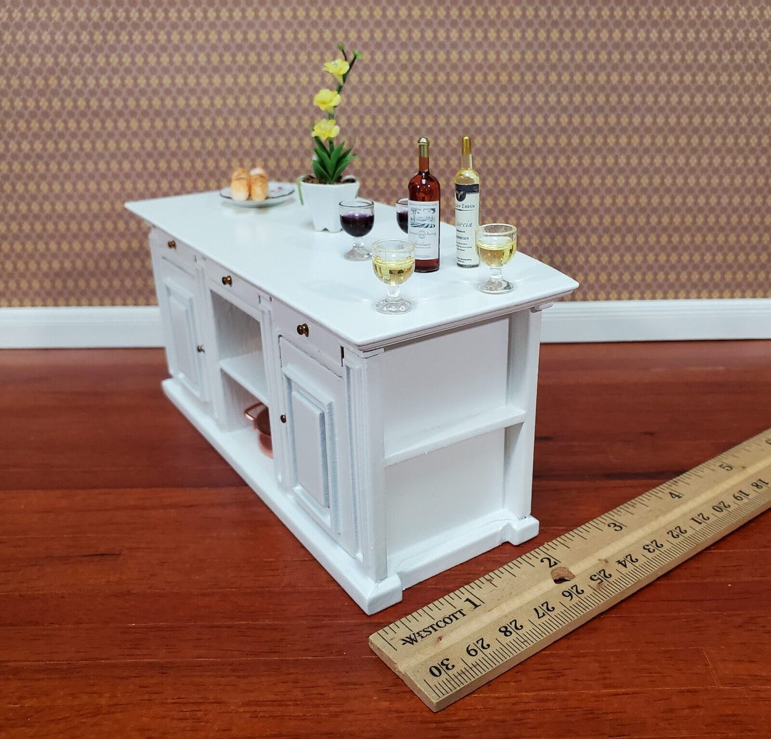 Dollhouse Kitchen Bar Island Large White 1:12 Scale Miniature Cupboard Wood Furniture - Miniature Crush