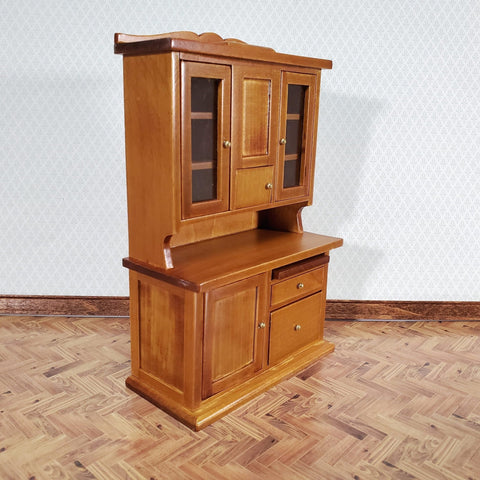 Dollhouse Kitchen Cabinet w/ Flour Bin 1:12 Scale Miniature Furniture Walnut Finish - Miniature Crush