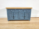Dollhouse Kitchen Cabinet with Counter Top Buffet 1:12 Scale Miniature Blue/Gray - Miniature Crush