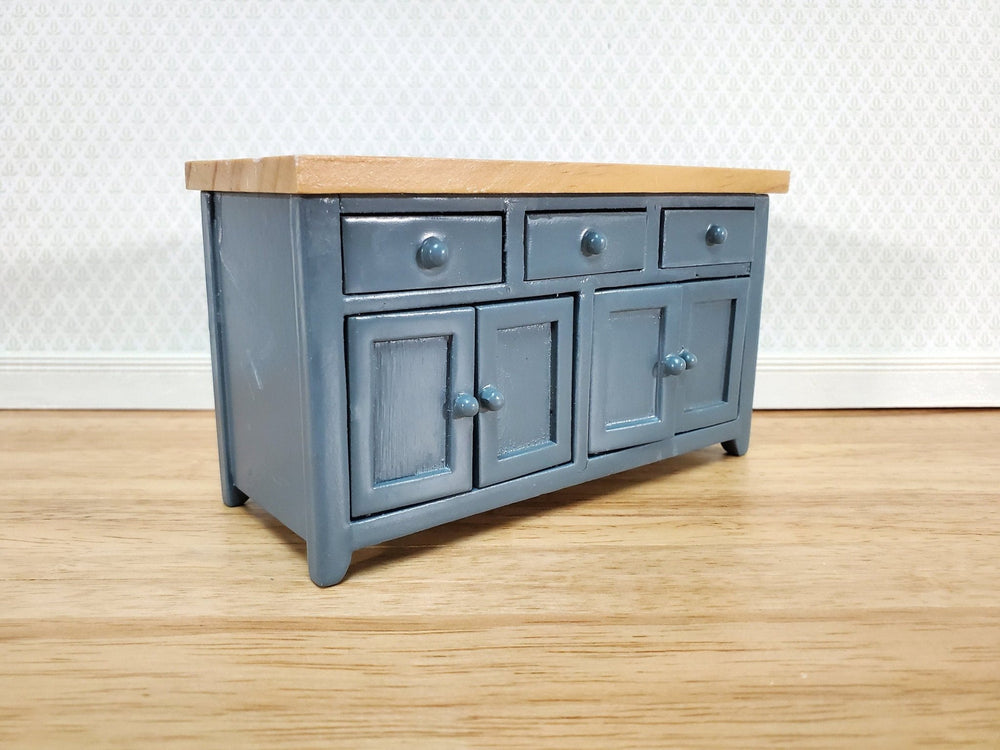 Dollhouse Kitchen Cabinet with Counter Top Buffet 1:12 Scale Miniature Blue/Gray - Miniature Crush