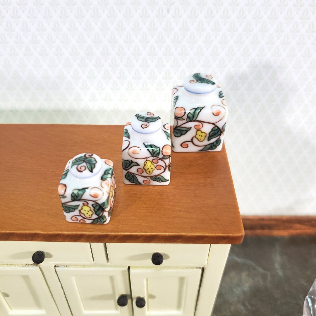 Dollhouse Kitchen Cannister Set 3 Pieces Ceramic 1:12 Scale Falcon Miniatures - Miniature Crush
