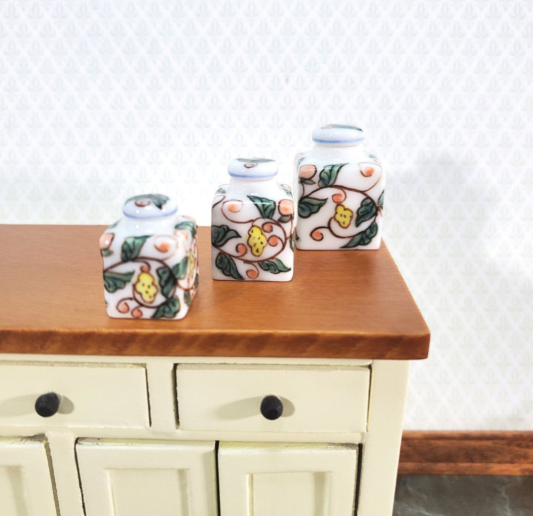 Dollhouse Kitchen Cannister Set 3 Pieces Ceramic 1:12 Scale Falcon Miniatures - Miniature Crush