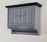 Dollhouse Kitchen Cupboard Cabinet Hanging Gray & Black 1:12 Scale Miniature - Miniature Crush