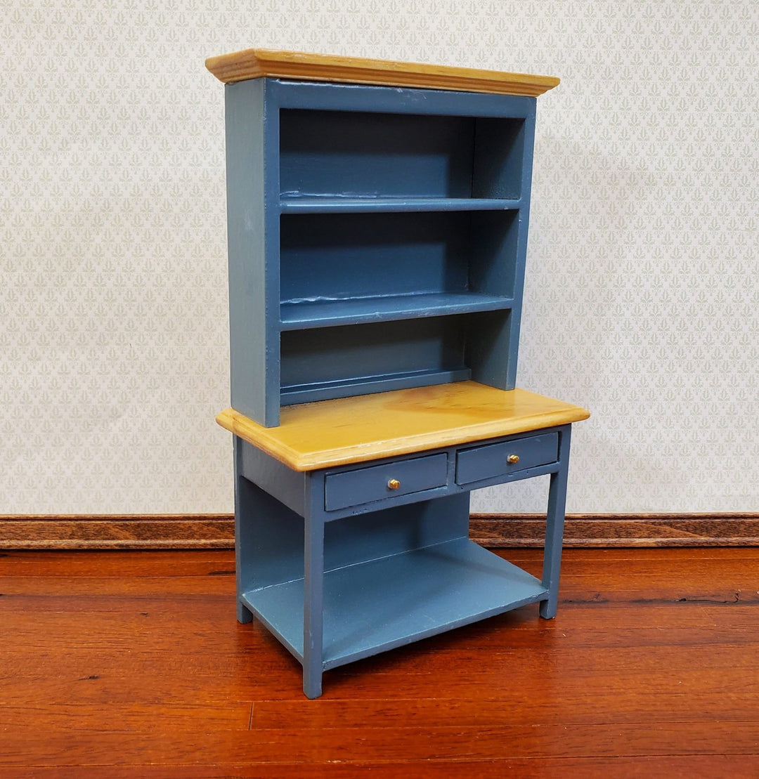 Dollhouse Kitchen Hutch Cabinet Cupboard 1:12 Scale Blue Gray Finish - Miniature Crush