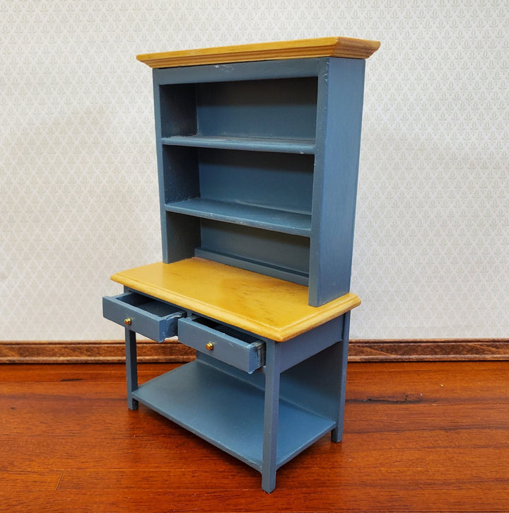 Dollhouse Kitchen Hutch Cabinet Cupboard 1:12 Scale Blue Gray Finish - Miniature Crush