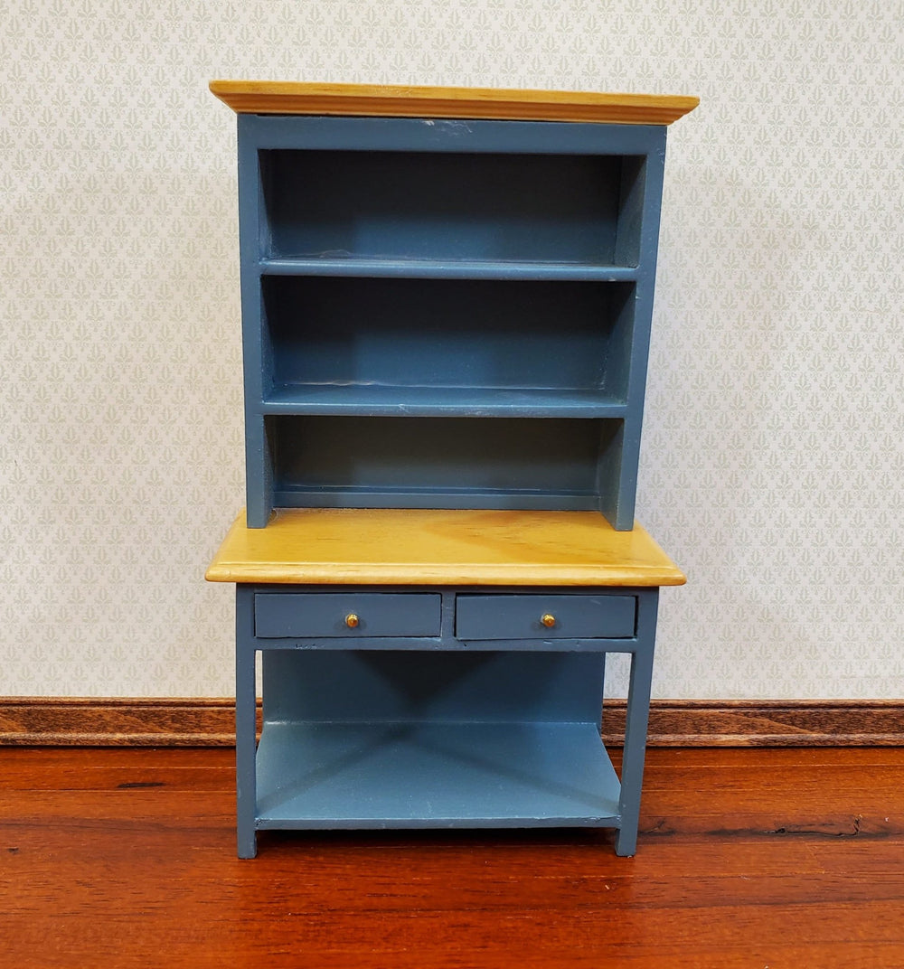 Dollhouse Kitchen Hutch Cabinet Cupboard 1:12 Scale Blue Gray Finish - Miniature Crush
