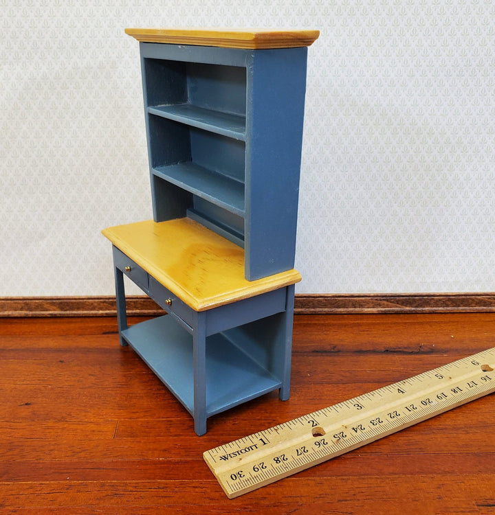 Dollhouse Kitchen Hutch Cabinet Cupboard 1:12 Scale Blue Gray Finish - Miniature Crush