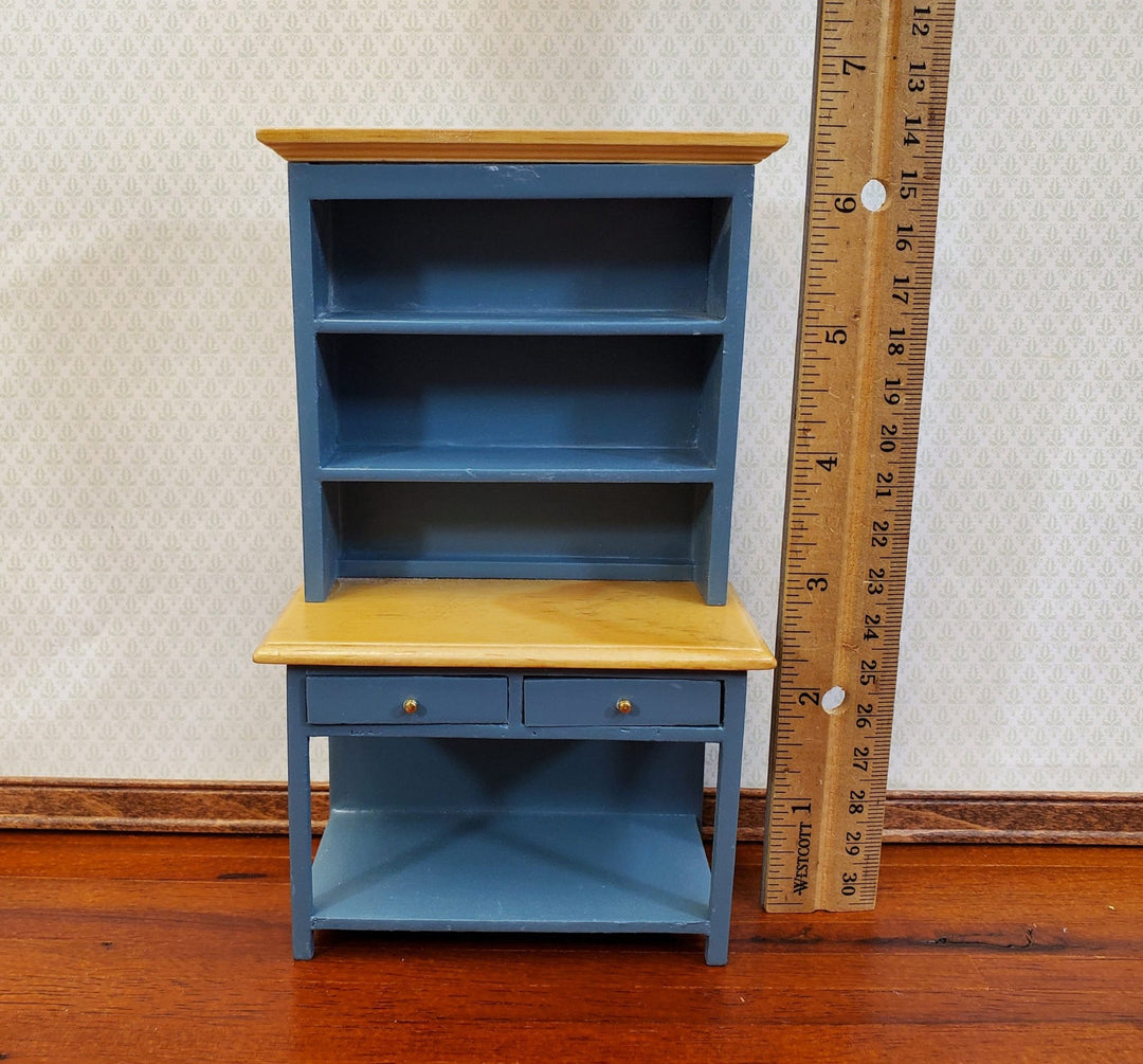 Dollhouse Kitchen Hutch Cabinet Cupboard 1:12 Scale Blue Gray Finish - Miniature Crush