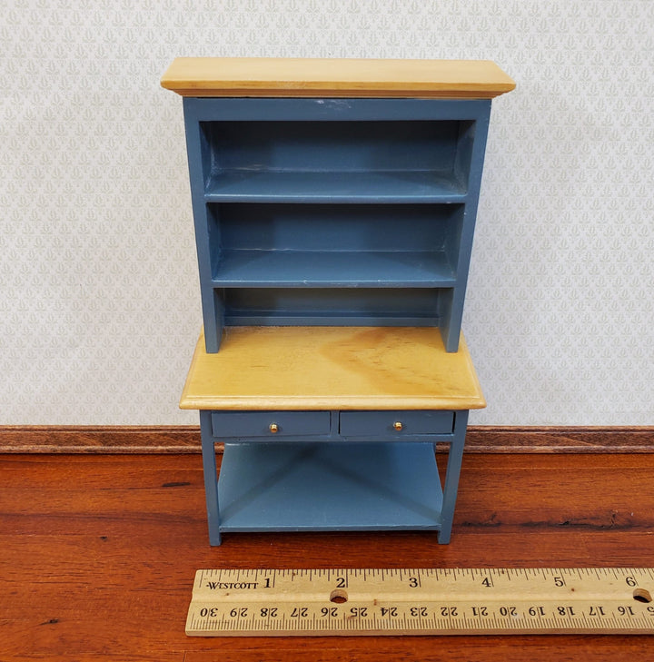 Dollhouse Kitchen Hutch Cabinet Cupboard 1:12 Scale Blue Gray Finish - Miniature Crush