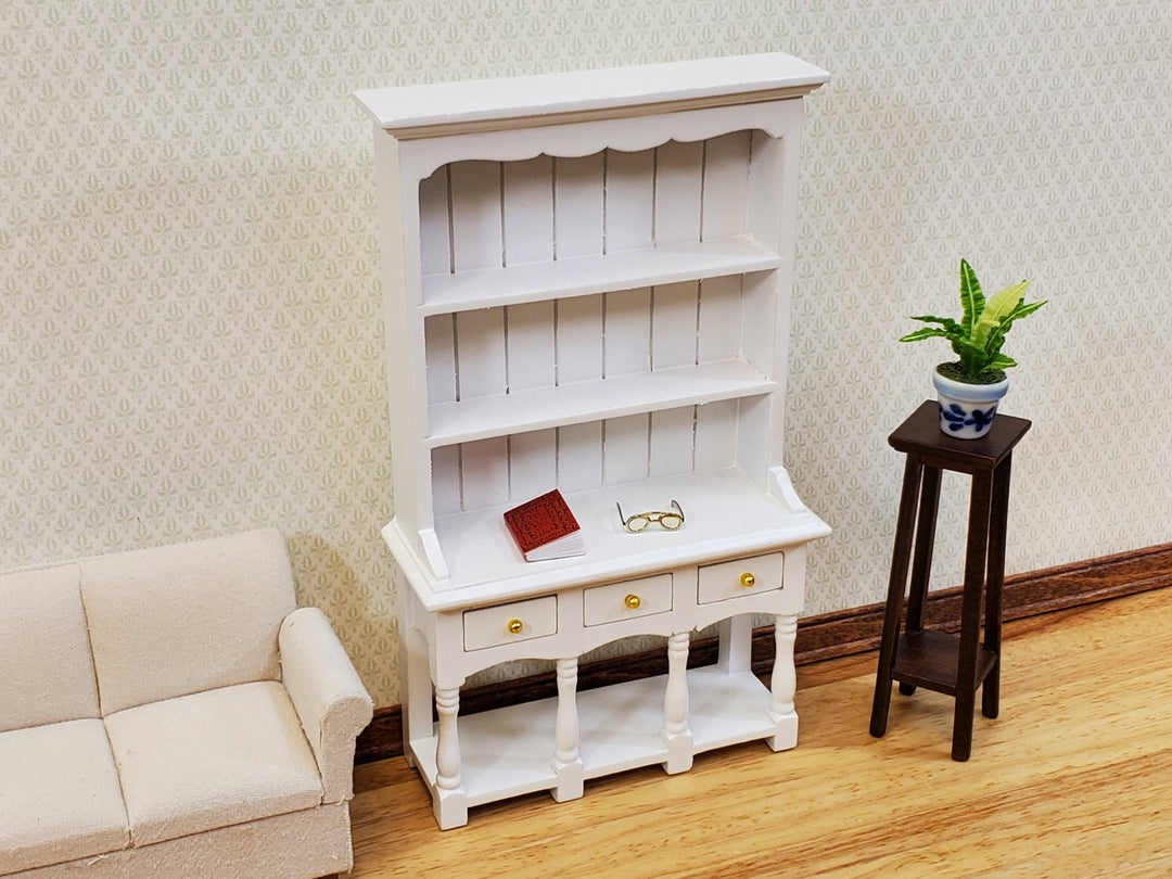 Dollhouse Kitchen Hutch Cupboard with Pot Shelf WHITE 1:12 Scale Furniture - Miniature Crush