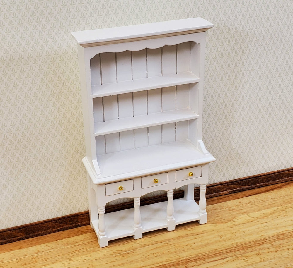 Dollhouse Kitchen Hutch Cupboard with Pot Shelf WHITE 1:12 Scale Furniture - Miniature Crush