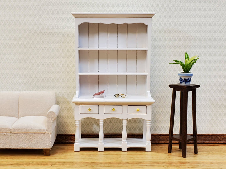 Dollhouse Kitchen Hutch Cupboard with Pot Shelf WHITE 1:12 Scale Furniture - Miniature Crush