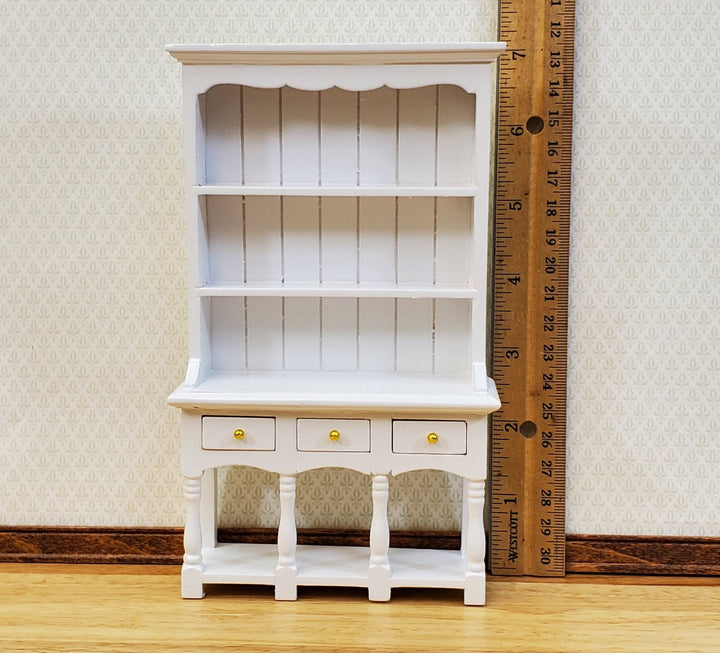 Dollhouse Kitchen Hutch Cupboard with Pot Shelf WHITE 1:12 Scale Furniture - Miniature Crush