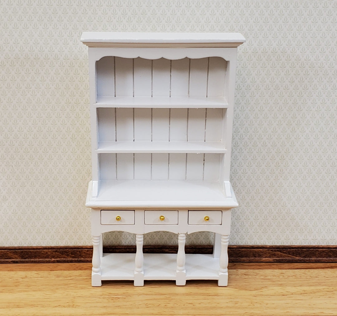 Dollhouse Kitchen Hutch Cupboard with Pot Shelf WHITE 1:12 Scale Furniture - Miniature Crush
